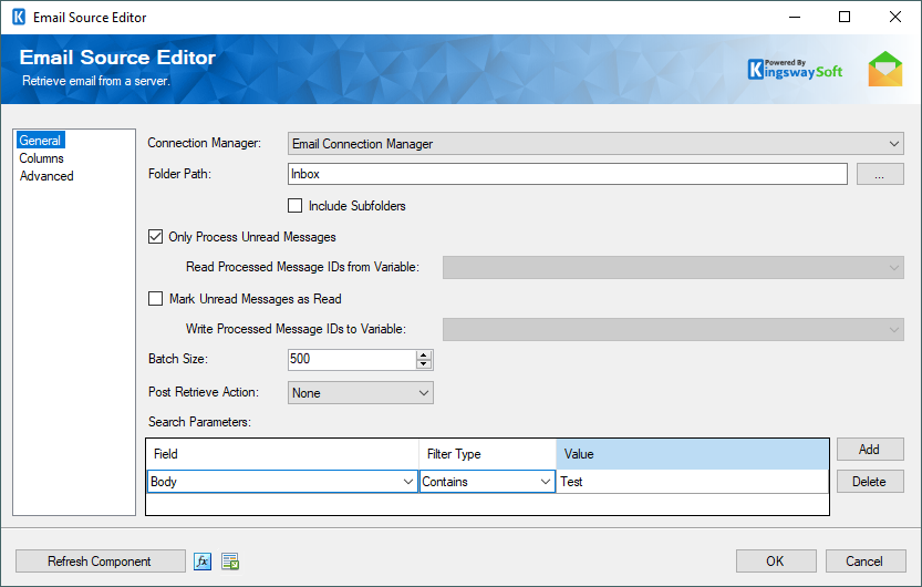 SSIS email source